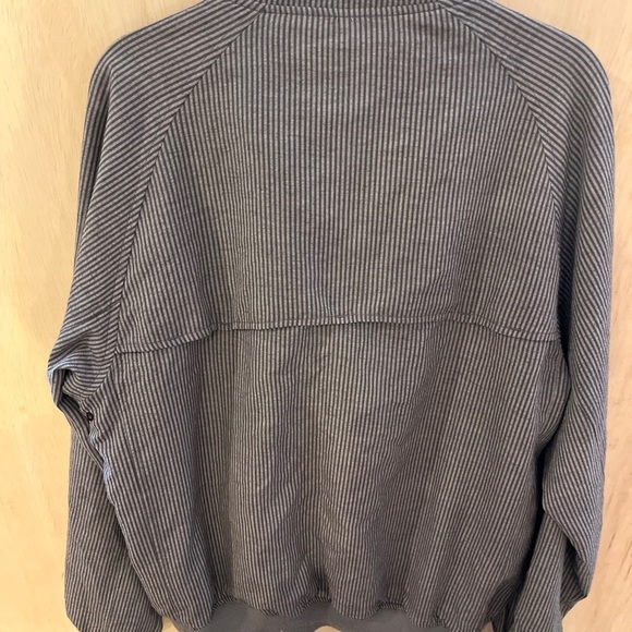 Haspel Men's Zipper Jacket coat size large grey stripe bomber - Picture 6 of 8